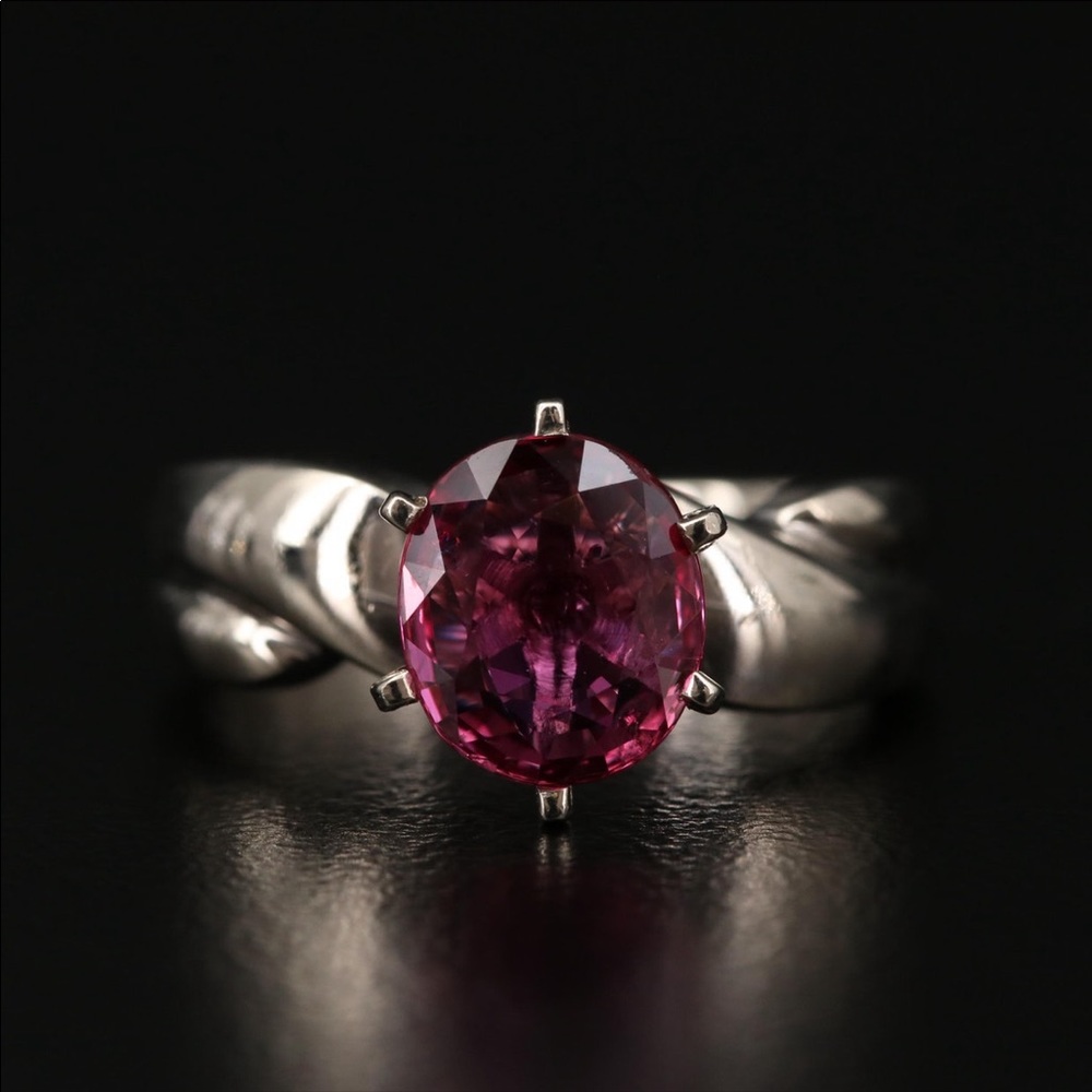 14K White Gold 1.38 CT Natural Ruby Solitaire Ring